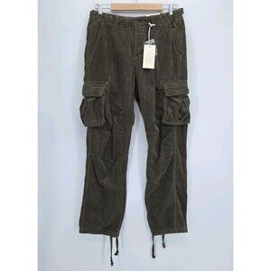 New Mnml Mens Vintage Corduroy Cargo Pants Baggy Surplus Olive Green Size 31